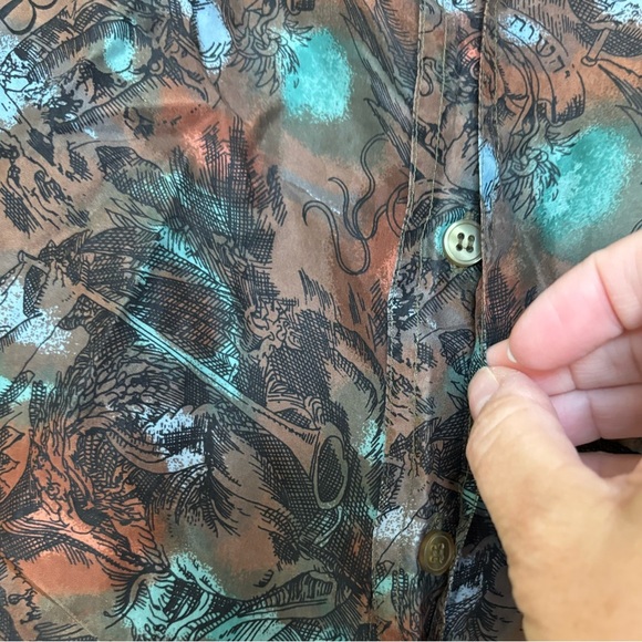 Colore Italia Patterned Silk Button Up size XL - Picture 4 of 9